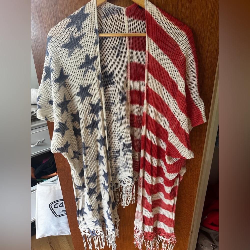 Patriotic Star and Stripe Knit poncho